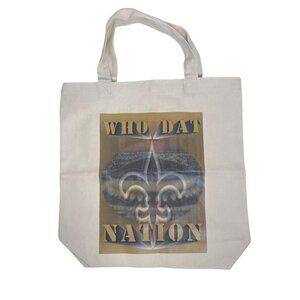 Saints Who Dat Nation Canvas Tote Bag Superdome Photo 13 inch with Handles